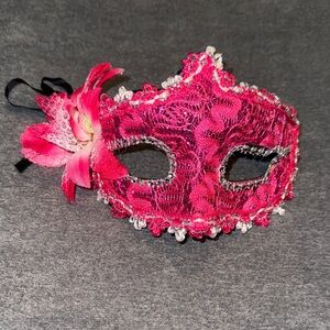 Elegant Pink Lace Masquerade Mask